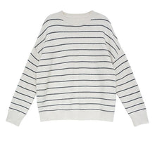 Load image into Gallery viewer, Wool Pullover Sweater for Ladies, Casual Crew-Neck Sweater, Winter Strips Sweater
