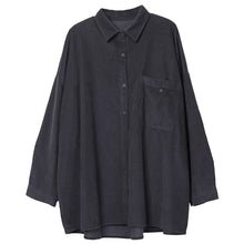 Load image into Gallery viewer, Collared Shirt Relaxed Fit Jacket With Pocket, Long-Sleeve Cotton Button-Up Jack, Solid Color Petite Coats