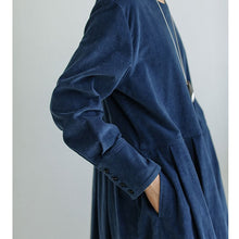 Load image into Gallery viewer, Loose Dresses for Women, Casual Winter Dress, Blue Midi Dress

