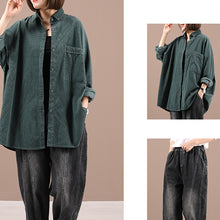 Load image into Gallery viewer, Collared Shirt Relaxed Fit Jacket With Pocket, Long-Sleeve Cotton Button-Up Jack, Solid Color Petite Coats

