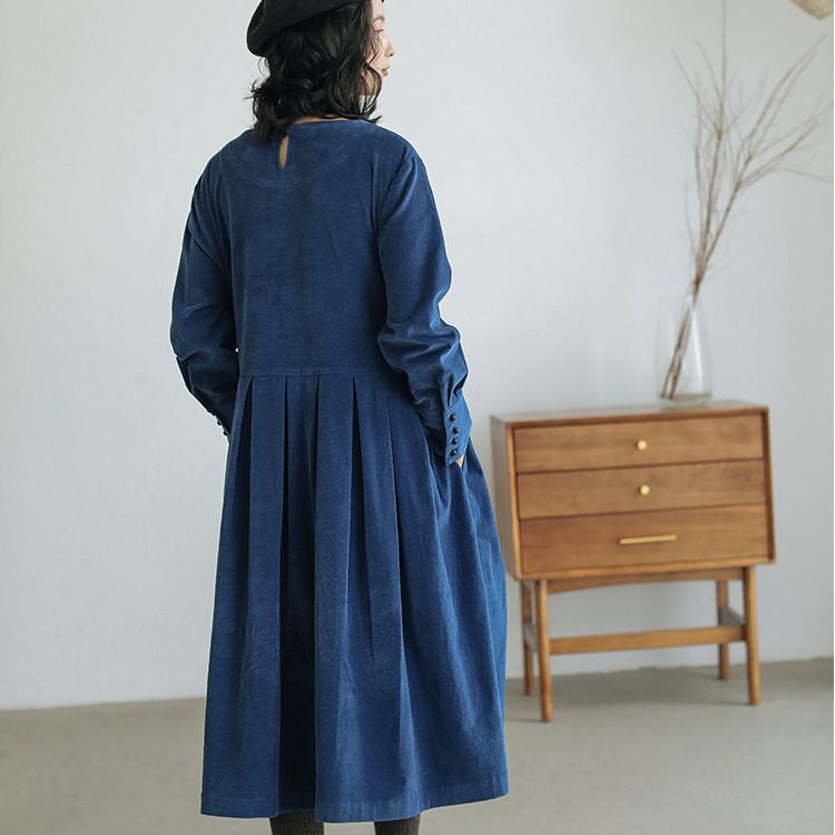 Loose Dresses for Women, Casual Winter Dress, Blue Midi Dress S / Brown Loose Dresses for Women, Casual Winter Dress, Blue Midi Dress S / Brown