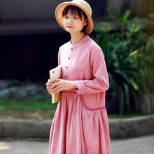 Load image into Gallery viewer, A-Line Pink Long Sleeved Retro Dress For Women