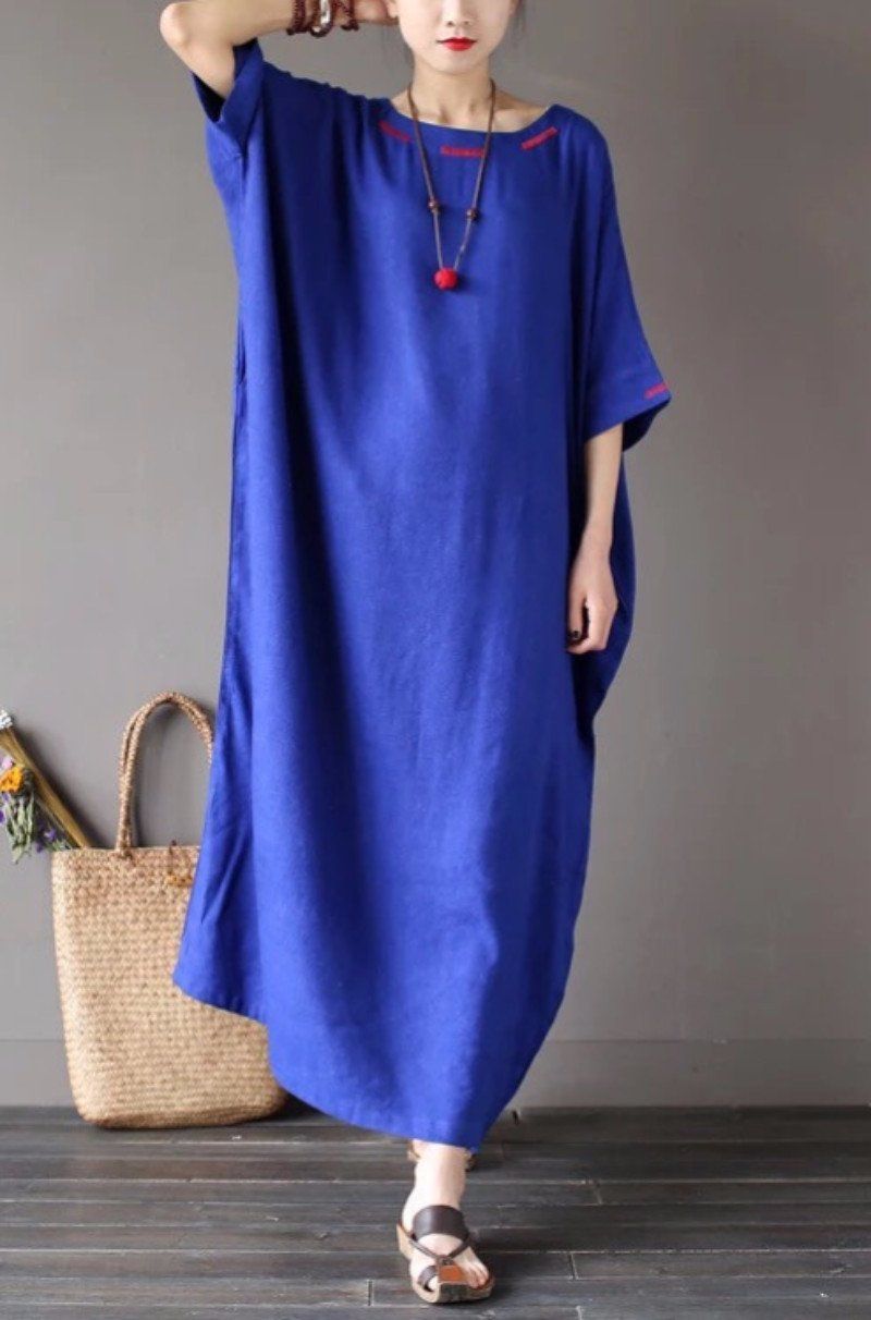chinese dress ladies Four Colours Linen Loose Big Size Summer Dresses Maxi Size Women Cloth–  FantasyLinen