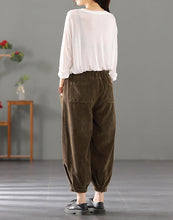 Load image into Gallery viewer, Women Corduroy Pants, Wide Leg Long Trousers, Winter khaki Maxi Pants