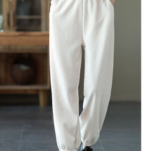 Load image into Gallery viewer, Cotton Harem Pants, Black Trousers for Women, White Pocket Maxi Pants