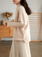 Load image into Gallery viewer, Cotton Pullover for Women, Crew Neck Sweater, Camel Cropped Sweater
