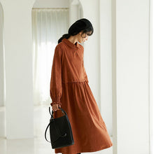 Load image into Gallery viewer, Corduroy Dress for Women, Ladies Winter Long Dress, Long Sleeve Thick Casual Dress
