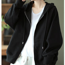 Load image into Gallery viewer, Cotton Womens Coats, Black Petite Coats, Casual Hooded Jacket
