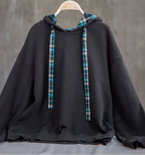 Load image into Gallery viewer, Cotton Hooded Sweatshirt, Pullover Hoodie for Women, Long Sleeve Dark Grey Fleece
