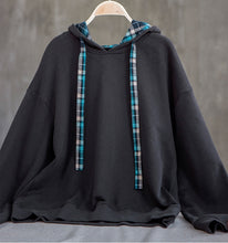 Load image into Gallery viewer, Cotton Hooded Sweatshirt, Pullover Hoodie for Women, Long Sleeve Dark Grey Fleece