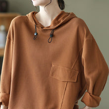 Load image into Gallery viewer, Cotton Hooded Fleece, Loose Hoodies for Women, Long Sleeve Pullover Hoodie
