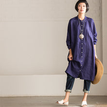 Load image into Gallery viewer, Art Casual Loose Big Size Long Linen Dress Shirt Women Tops C8923A
