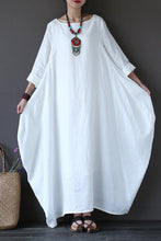 Load image into Gallery viewer, White Bat Sleeve Causel Long Dress Plus Size Oversize Women Clothes 1638 - FantasyLinen