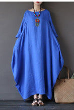 Load image into Gallery viewer, Blue Bat Sleeve Causel Long Dress Plus Size Oversize Women Clothes 1638 - FantasyLinen

