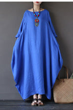 Load image into Gallery viewer, Blue Bat Sleeve Causel Long Dress Plus Size Oversize Women Clothes 1638 - FantasyLinen