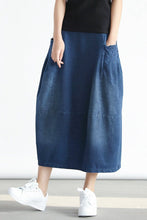 Load image into Gallery viewer, 2018 Denim Pocket Cotton Skirt Simple Women Clothes Q0501A - FantasyLinen