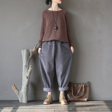Load image into Gallery viewer, Winter Slacks Corduroy, Baggy Pocket Pants Elastic Waist Pants
