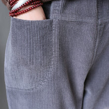 Load image into Gallery viewer, Winter Slacks Corduroy, Baggy Pocket Pants Elastic Waist Pants
