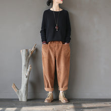 Load image into Gallery viewer, Winter Slacks Corduroy, Baggy Pocket Pants Elastic Waist Pants
