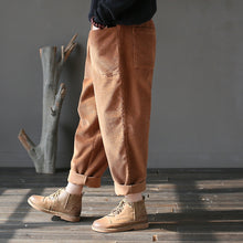 Load image into Gallery viewer, Winter Slacks Corduroy, Baggy Pocket Pants Elastic Waist Pants
