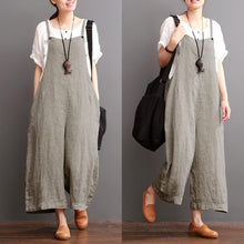 Load image into Gallery viewer, Cotton Linen Sen Department Causel Loose Overalls Big Pocket Maxi Size Trousers Women Clothes - FantasyLinen