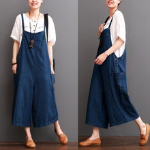 Load image into Gallery viewer, Cowboy Blue Causel Loose Overalls Big Pocket Trousers Women Clothes - FantasyLinen
