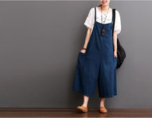 Load image into Gallery viewer, Cowboy Blue Causel Loose Overalls Big Pocket Trousers Women Clothes - FantasyLinen
