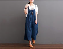 Load image into Gallery viewer, Cowboy Blue Causel Loose Overalls Big Pocket Trousers Women Clothes - FantasyLinen
