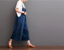 Load image into Gallery viewer, Cowboy Blue Causel Loose Overalls Big Pocket Trousers Women Clothes - FantasyLinen
