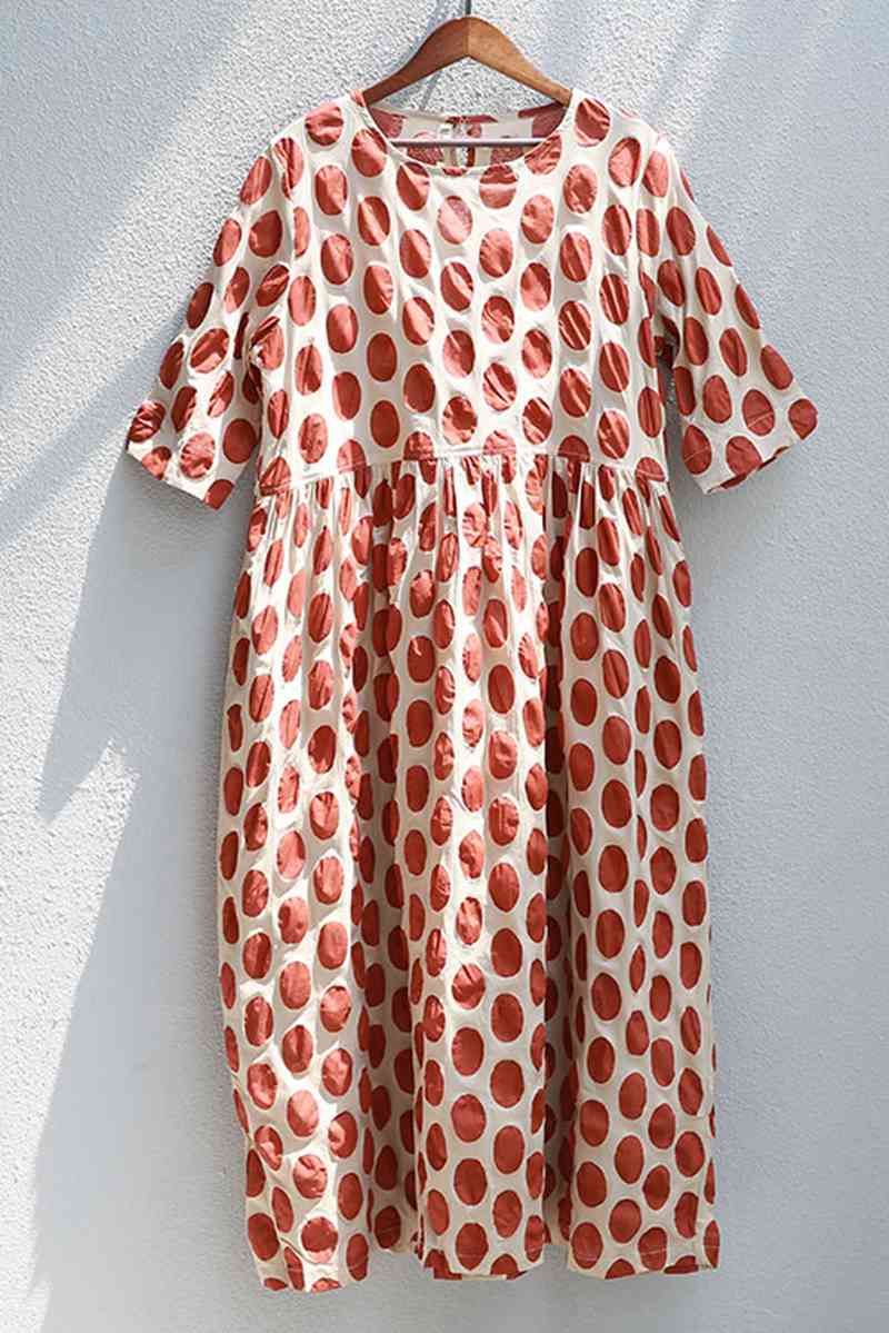 Red Big Points Cotton Summer dresses For Women Q670– FantasyLinen