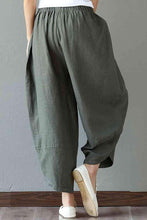 Load image into Gallery viewer, Women&#39;s Patchwork Wide Leg Linen Pants Trousers with Big Pockets - FantasyLinen
