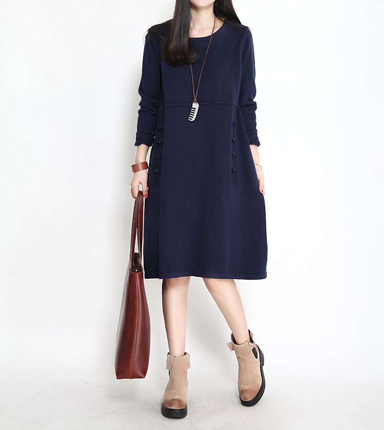 Green/Purple/Blue Casual loose cotton Knitted Long Sleeve Sweater Dresses Women Tops Q1902A Green/Purple/Blue Casual loose cotton Knitted Long Sleeve Sweater Dresses Women Tops Q1902A