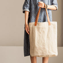 Load image into Gallery viewer, Handmade Cowhide Embroidered Linen Single Shoulder Bag Travel Bag Summer Women Handbag - FantasyLinen