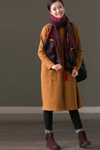 Load image into Gallery viewer, FantasyLinen Women High Neck Casual Loose Basic Long Sleeve Dress Q3570A - FantasyLinen