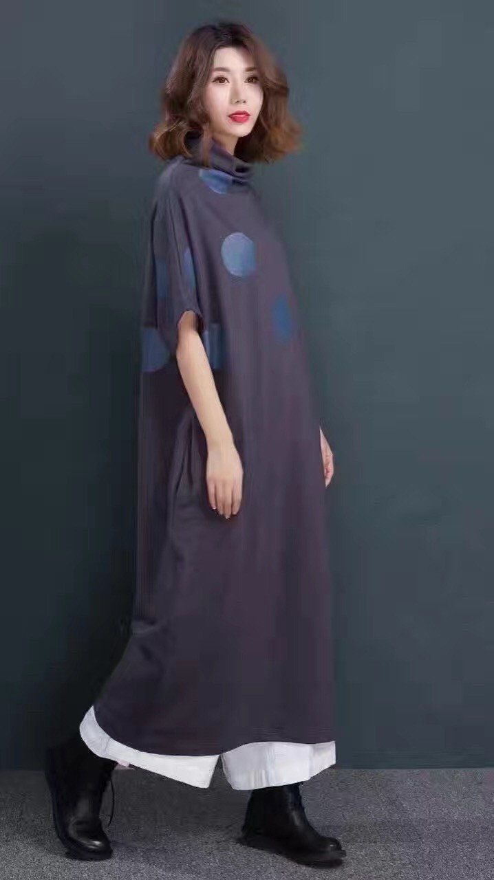 Big Dot Cotton Knit Big Size Warm Long Sweater Dresses Women Clothes D–  FantasyLinen
