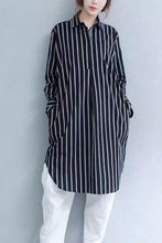Load image into Gallery viewer, Stripe Art Casual Loose Big Size Long Shirt Dress  Women Tops D163002A - FantasyLinen

