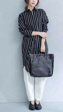 Load image into Gallery viewer, Stripe Art Casual Loose Big Size Long Shirt Dress  Women Tops D163002A - FantasyLinen
