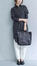 Load image into Gallery viewer, Stripe Art Casual Loose Big Size Long Shirt Dress  Women Tops D163002A - FantasyLinen