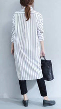 Load image into Gallery viewer, Stripe Art Casual Loose Big Size Long Shirt Dress  Women Tops D163002A - FantasyLinen
