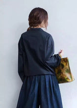 Load image into Gallery viewer, White/Black Lace-up Casual Loose Shirt Women Tops 163018 - FantasyLinen
