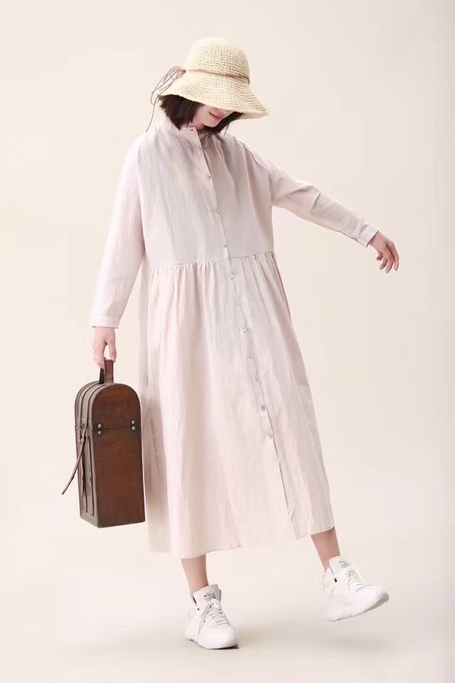 Cotton Linen Spring Fall Casual Shirt Dresses For Women– FantasyLinen