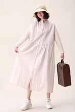 Load image into Gallery viewer, Cotton Linen Spring Fall Casual Shirt Dresses For Women