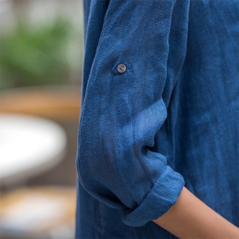 Long Dress Linen Cotton Shirt Casual Clothes for Women C1321A– FantasyLinen