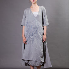 Load image into Gallery viewer, Vintage Embroidered V-Neck Cardigan Dress For Women
