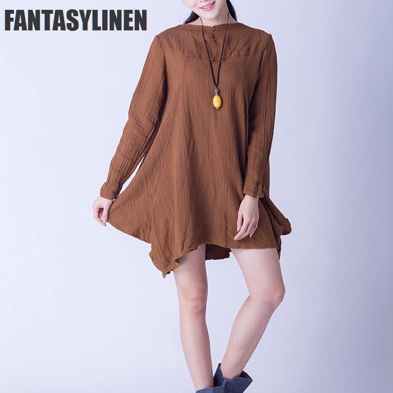 Yellow Linen Casual Loose Shirt Women Clothes S0802A FantasyLinen