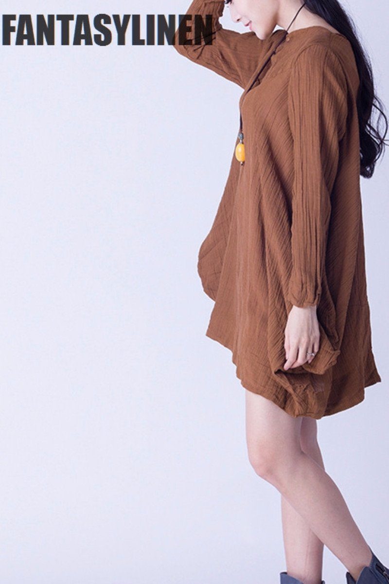 FantasyLinen Minimalism Summer Yellow Silk Linen Big Pocket Casual Loose Fitting Long Dresses