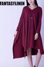 Load image into Gallery viewer, Asymmetrical Casual Loose Long Sleeve Dress Women Clothes Q2801A - FantasyLinen
