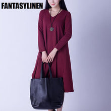 Load image into Gallery viewer, Asymmetrical Casual Loose Long Sleeve Dress Women Clothes Q2801A - FantasyLinen

