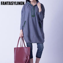 Load image into Gallery viewer, Gray Hood Casual Loose Shirt Women Tops H1201A - FantasyLinen