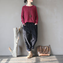 Load image into Gallery viewer, Winter Slacks Corduroy, Baggy Pocket Pants Elastic Waist Pants
